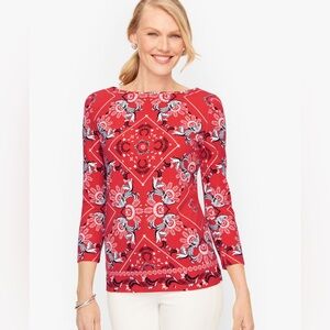 Talbots Pima Bateau Neck Tee - Intricate Bandana